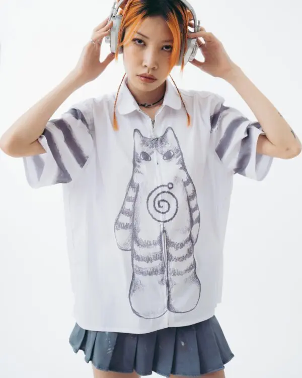 White Cat Shirt - Image 4