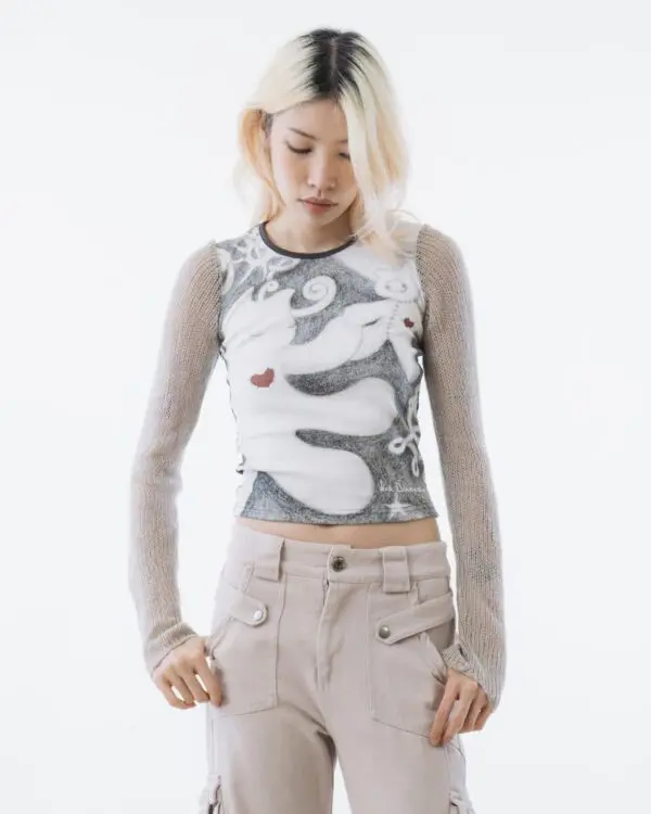 Achromatic Snowflakes Long Sleeves Tee