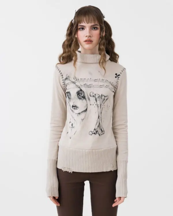 Bones Turtle Neck Top