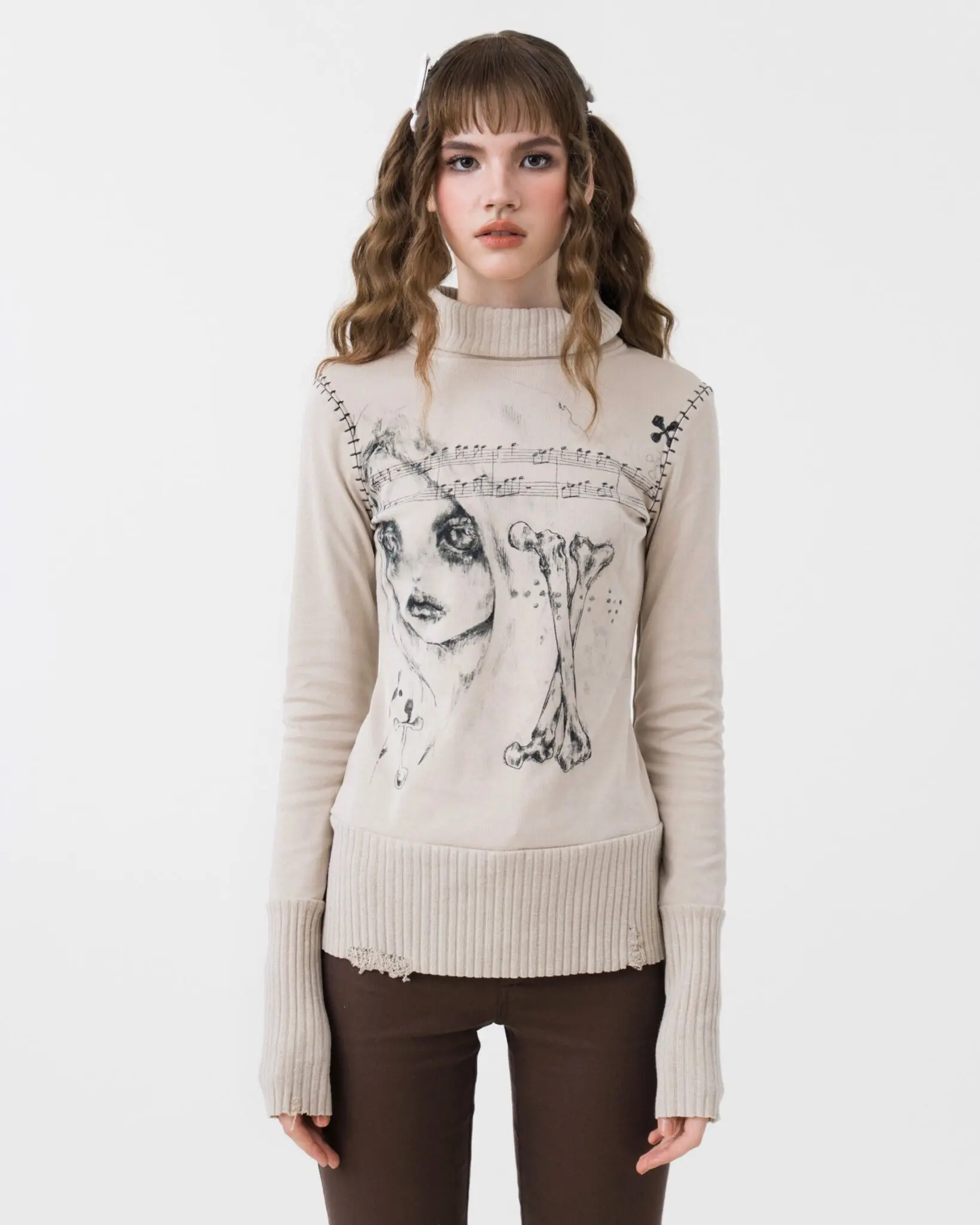 Bones Turtle Neck Top