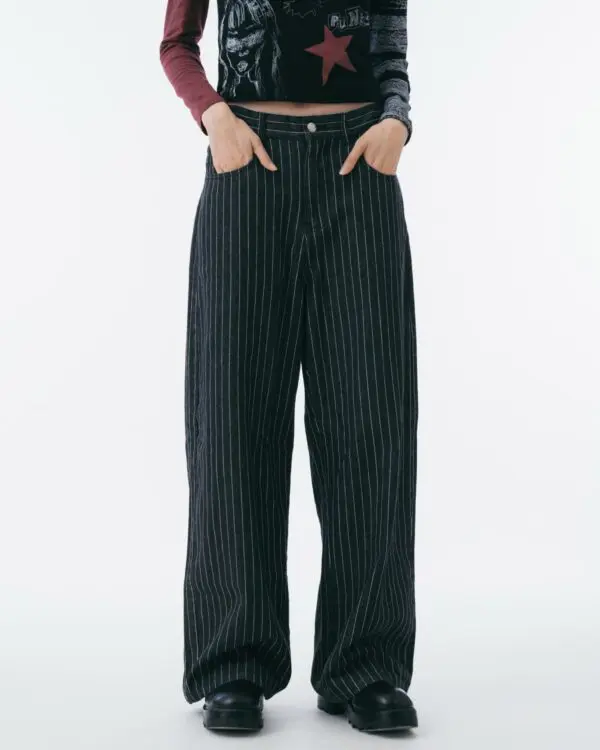Bobinsky Oversized Pinstripe Jeans - Image 2