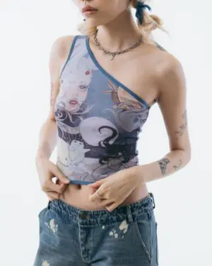 Lucky Charm Asymmetric Mesh Top