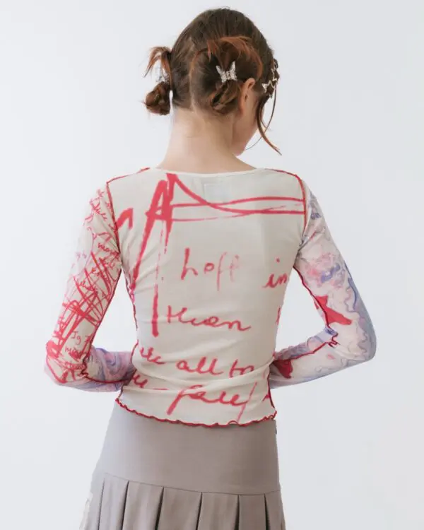 Fragile Long Sleeves Mesh Top - Image 5