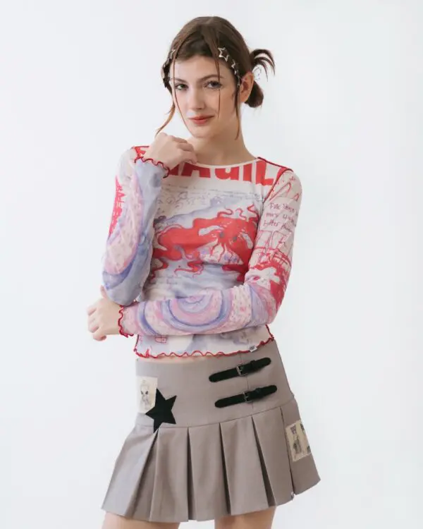 Fragile Long Sleeves Mesh Top - Image 3
