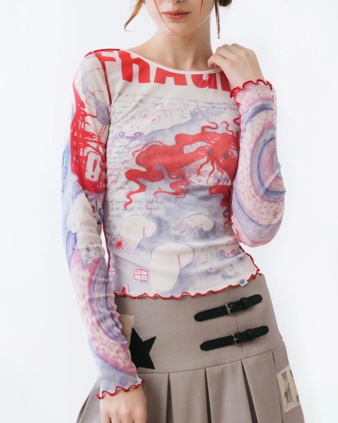 Fragile Long Sleeves Mesh Top