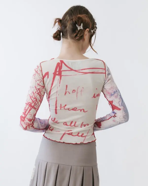 Fragile Long Sleeve Mesh Top - Image 2