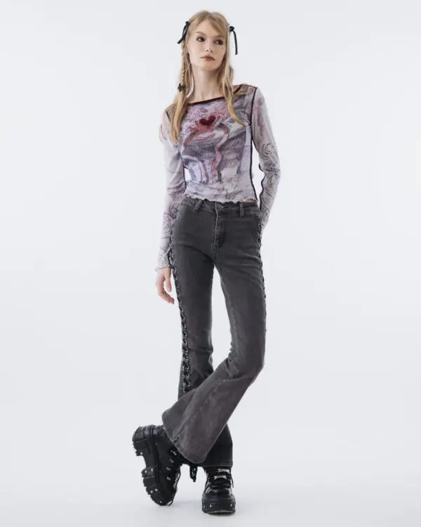 Bones Flare Lace-up Jeans - Image 4
