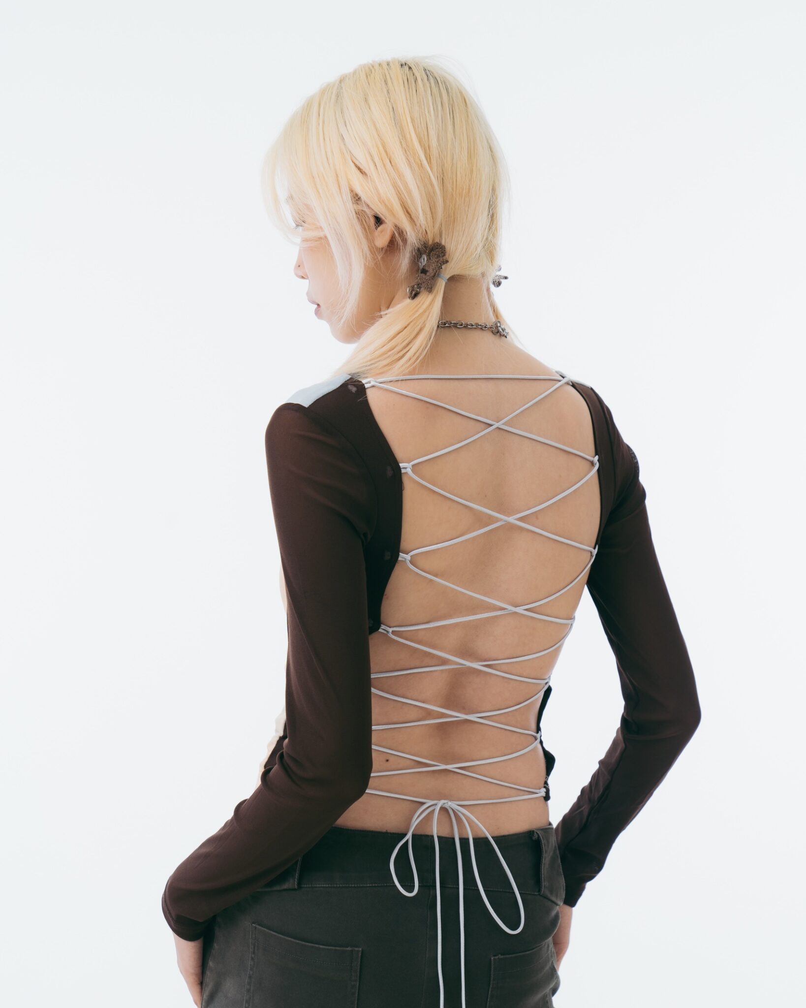 Sunset Lace-up Mesh Top