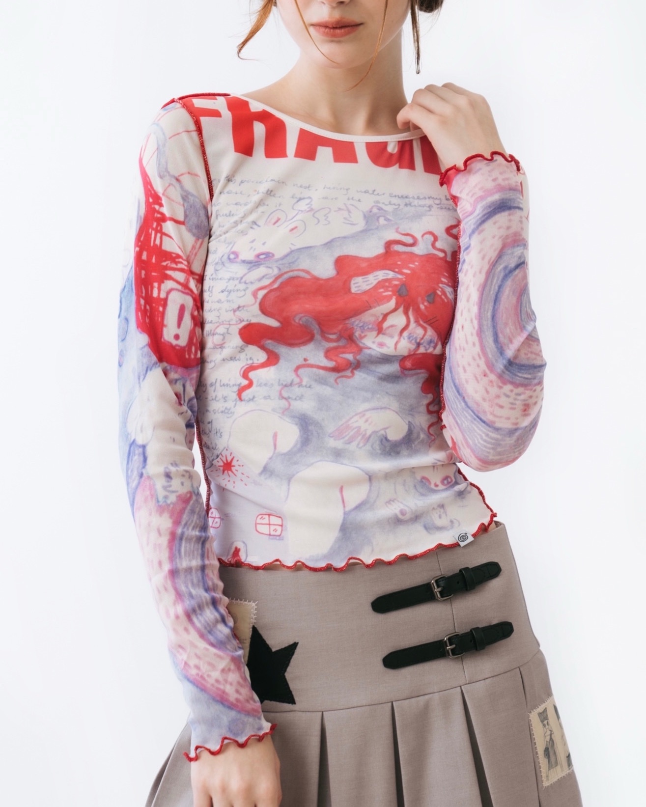 Fragile Long Sleeves Mesh Top