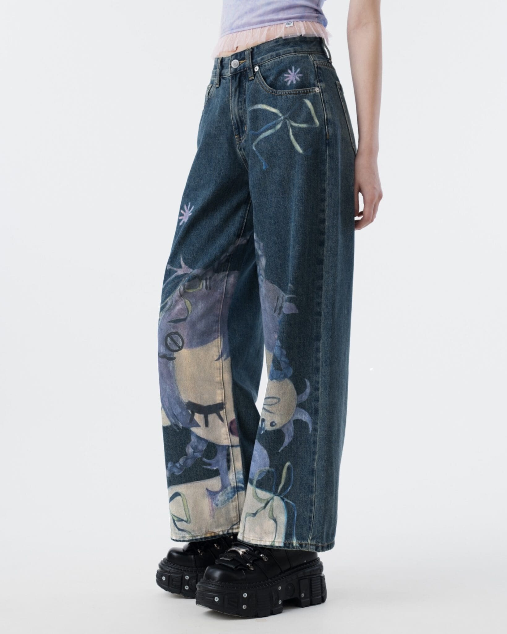 【BAON】[unisex] Emensi banding stitch denim pants Mada Adjustable Jeans – sixthdimension.shop
