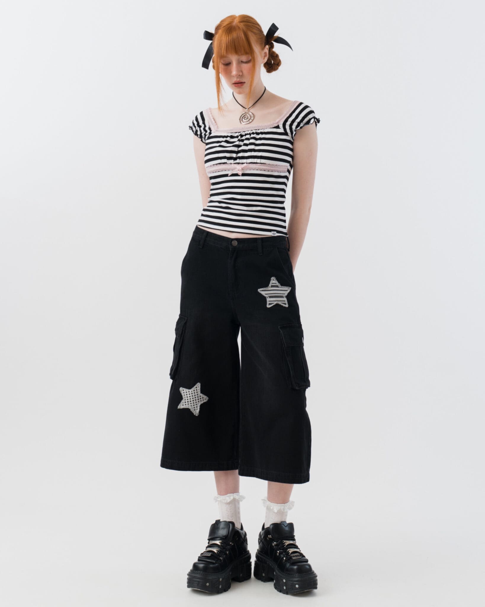 Stars Black Jorts – sixthdimension.shop