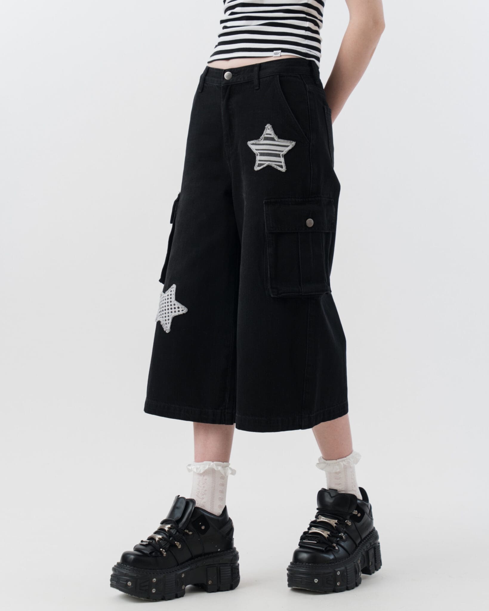 Star logo rigid Denim Jorts belvet BLACK 【公式通販】