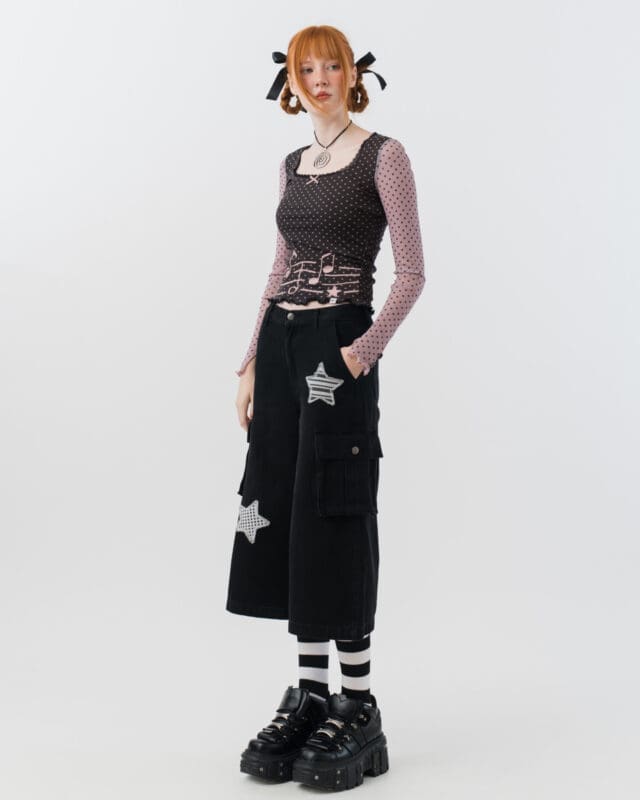 Stars Black Jorts – sixthdimension.shop