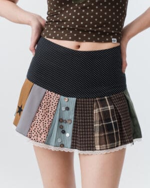 Patchwork Built-in Shorts Skirt